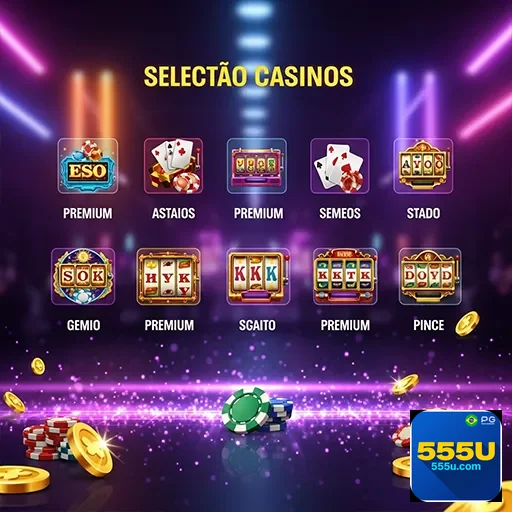 Imagem com jogos variados do 555u, site de entretenimento e jogos online.